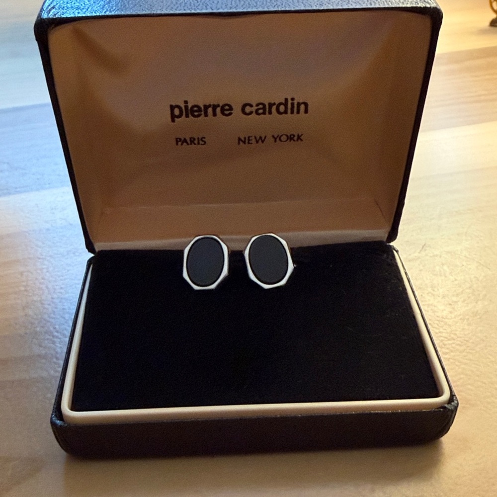 Pierre Cardin Cuff Links  Black Silver